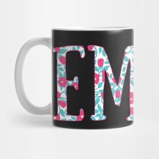 "Emily" Pink and Green Floral - Customizable Mug